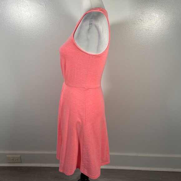 Everly Coral Pink Crew Neck Pleated Waist Sleeveless Knee-length Tank Dress S - Picture 6 of 14